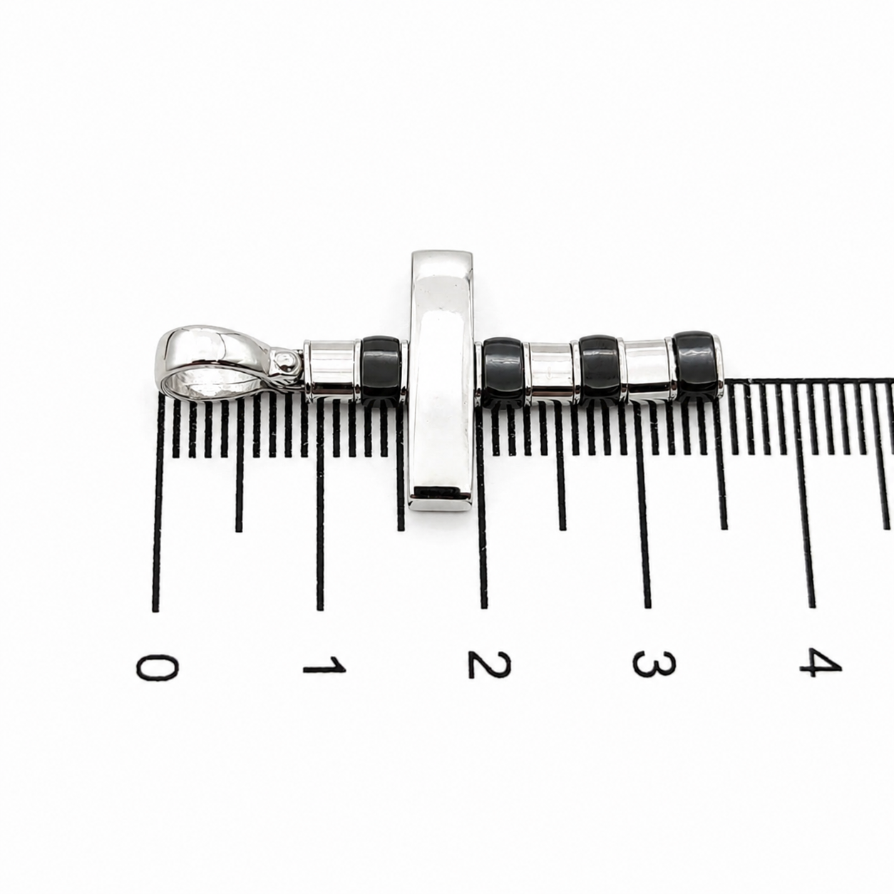 Ciondolo - 18 carati Oro bianco Onice - Made in Italy - HandMade