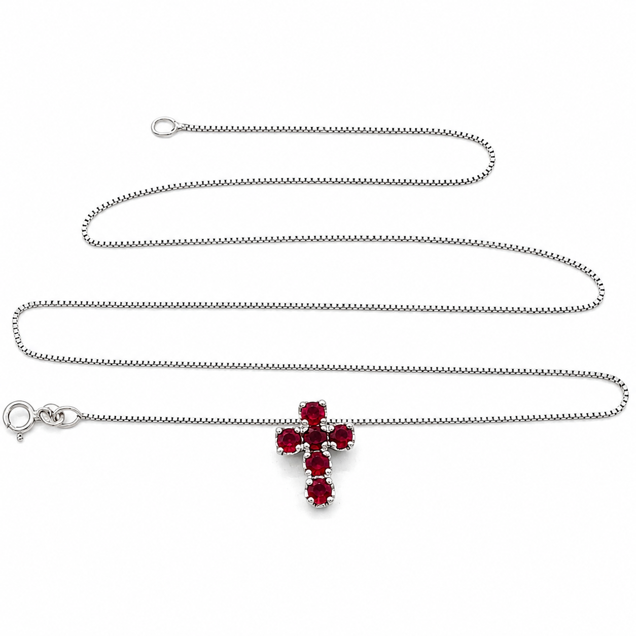 Collana con ciondolo - 18 carati Oro bianco - 0.78ct. tw. Rubino - Made in Italy