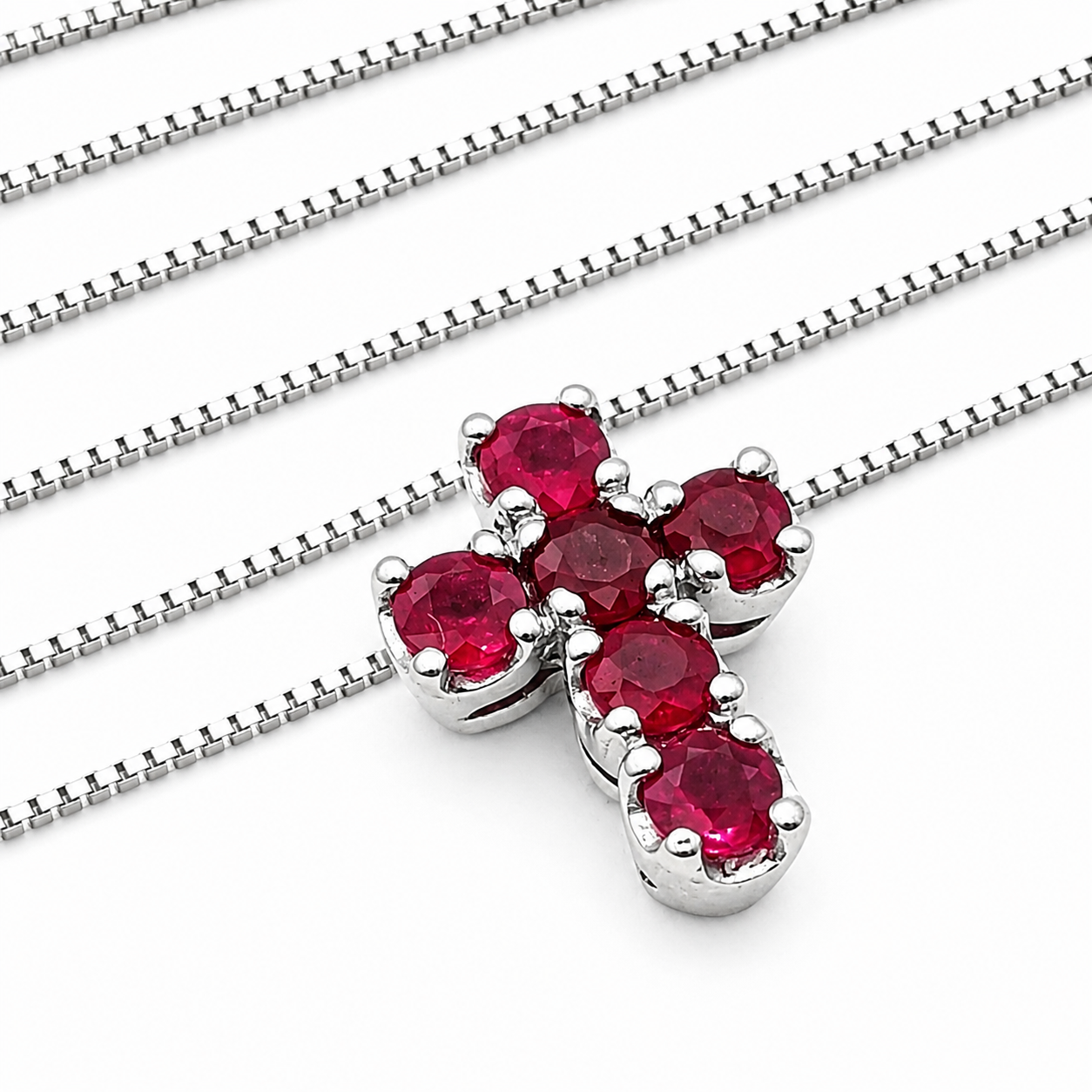 Collana con ciondolo - 18 carati Oro bianco - 0.78ct. tw. Rubino - Made in Italy