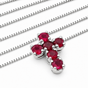 Collana con ciondolo - 18 carati Oro bianco - 0.78ct. tw. Rubino - Made in Italy