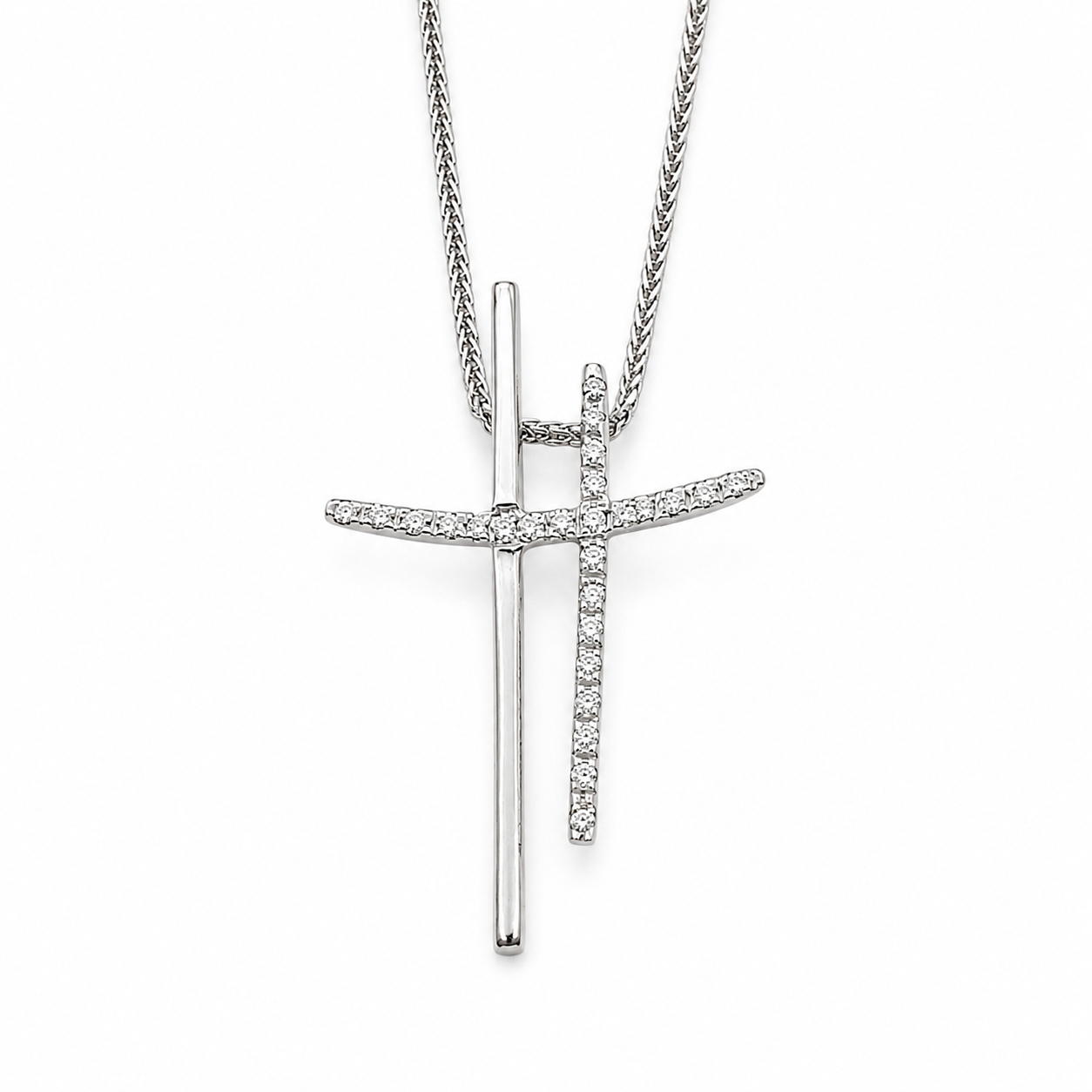Collana con ciondolo - 18 carati Oro bianco - 0.24ct. tw. Diamante (Naturale) - Made in Italy - HandMade