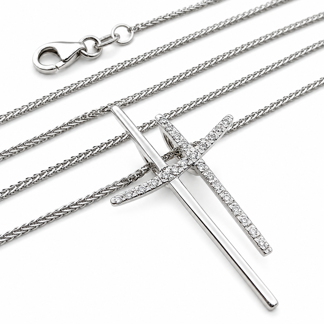 Collana con ciondolo - 18 carati Oro bianco - 0.24ct. tw. Diamante (Naturale) - Made in Italy - HandMade