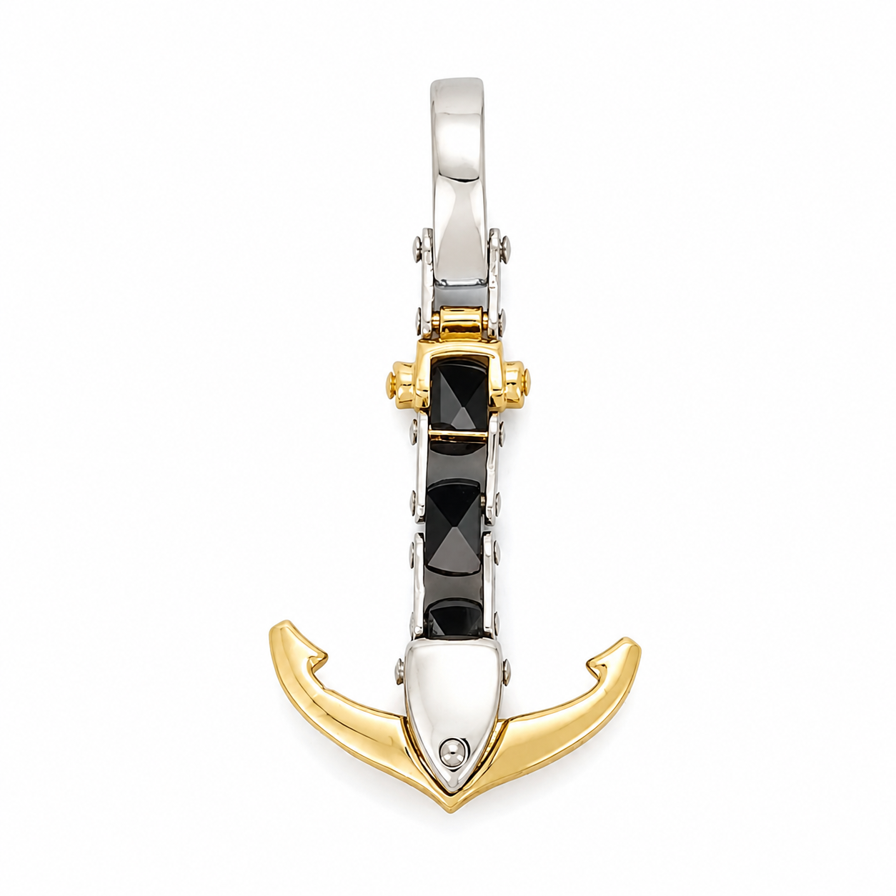 Ciondolo - 18 carati Oro bianco, Oro giallo Onice - Made in Italy - HandMade