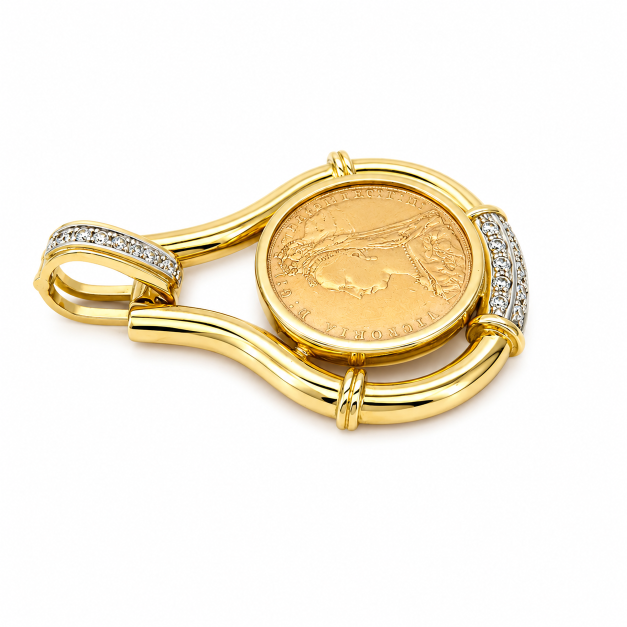 Ciondolo - 18 carati Oro bianco, Oro giallo, Sterlina del 1889 - 0.375ct. tw. Diamante (Naturale) - Made in Italy - Handmade