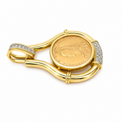 Ciondolo - 18 carati Oro bianco, Oro giallo, Sterlina del 1889 - 0.375ct. tw. Diamante (Naturale) - Made in Italy - Handmade