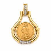 Ciondolo - 18 carati Oro bianco, Oro giallo, Sterlina del 1889 - 0.375ct. tw. Diamante (Naturale) - Made in Italy - Handmade