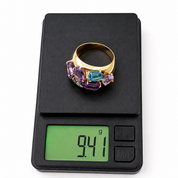 Anello - 18 carati Oro giallo, Ametiste - Acquamarina - Topazio - 8.20ct. tw. - Made in Italy - Handmade