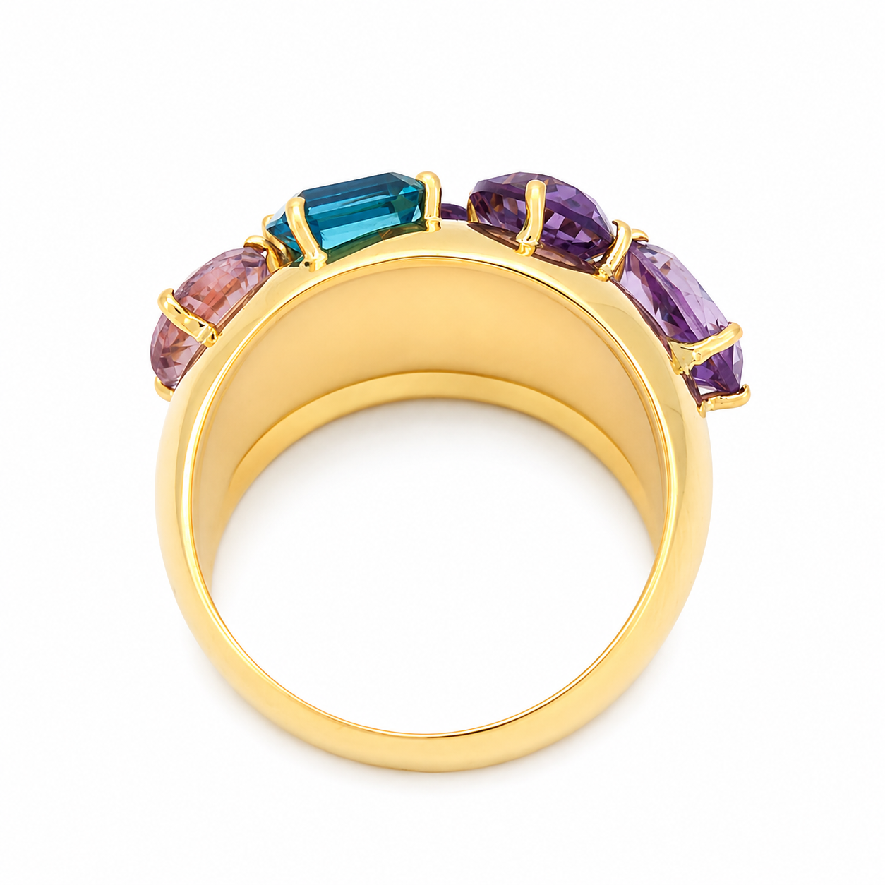 Anello - 18 carati Oro giallo, Ametiste - Acquamarina - Topazio - 8.20ct. tw. - Made in Italy - Handmade