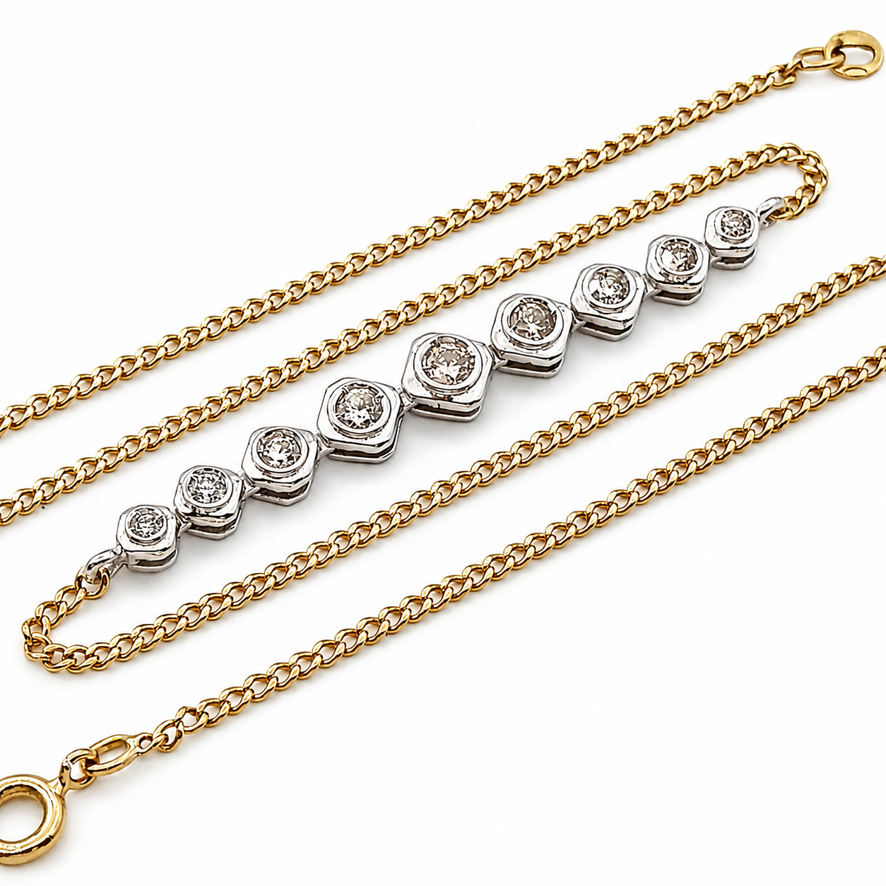 Collana con ciondolo - 18 carati Oro bianco, Oro giallo - 0.65ct. tw. Diamante (Naturale) - Made in Italy - Handmade