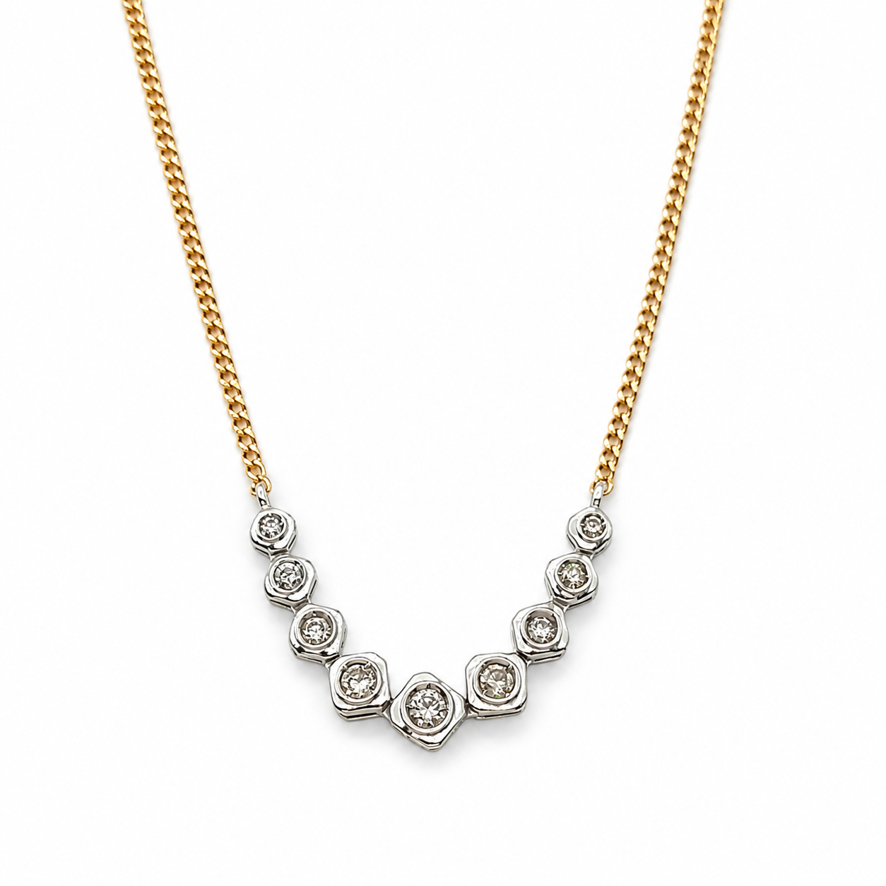 Collana con ciondolo - 18 carati Oro bianco, Oro giallo - 0.65ct. tw. Diamante (Naturale) - Made in Italy - Handmade