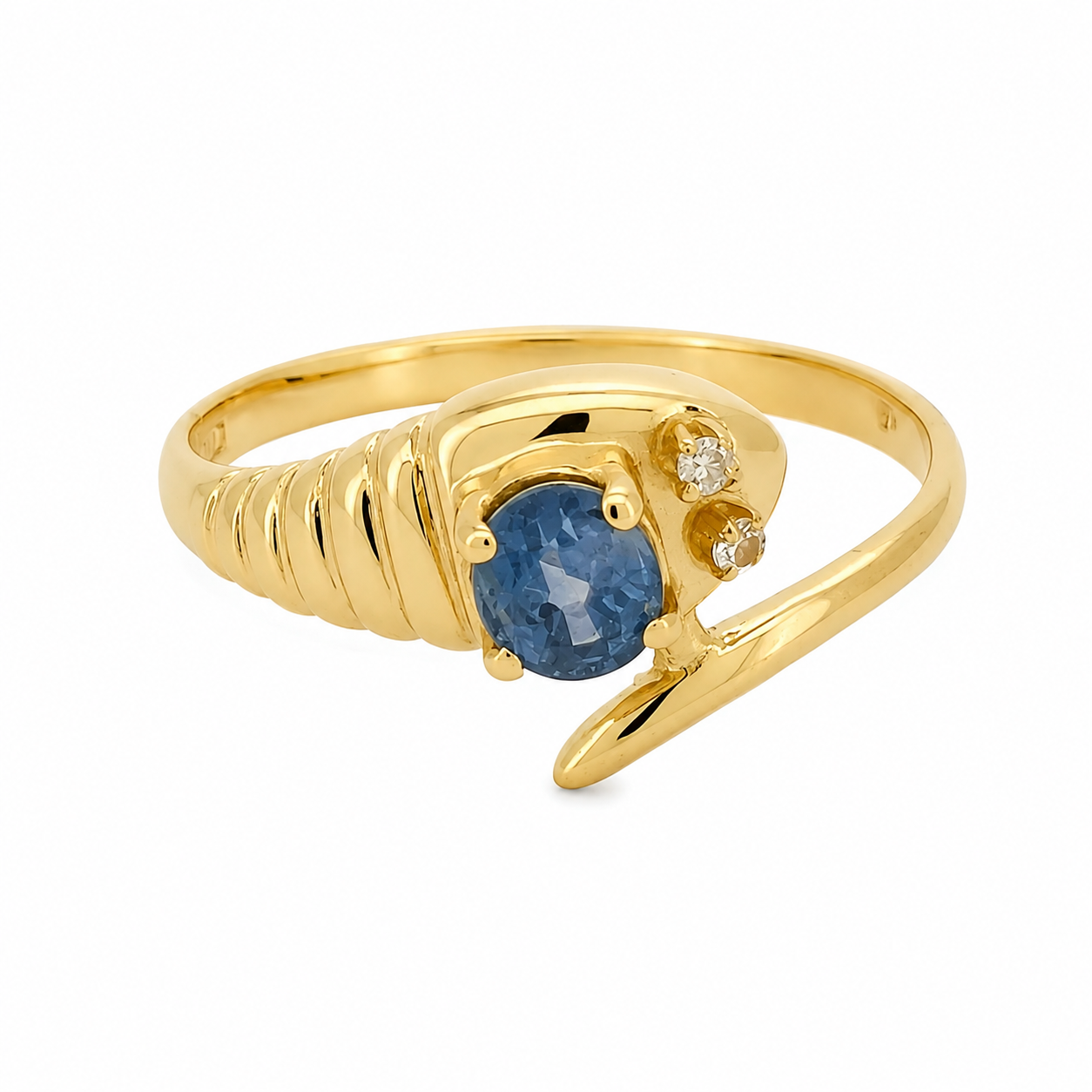 Anello - 18 carati Oro giallo - 0.34ct. tw. Zaffiro - Diamante - Made in Italy - HandMade