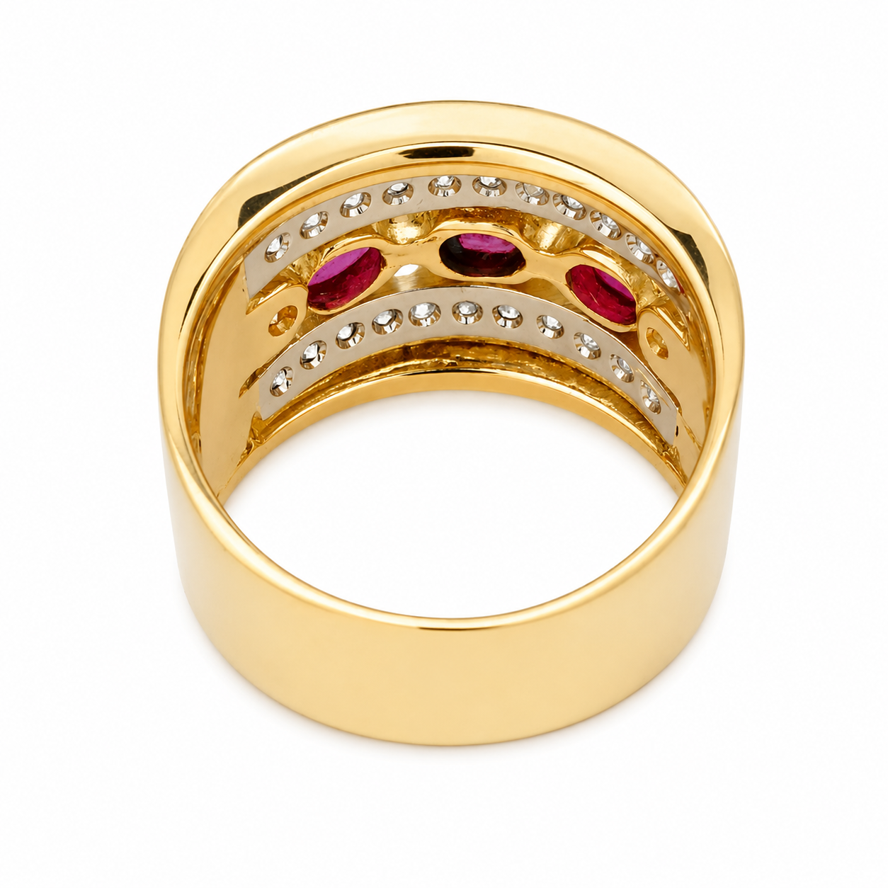 Anello - 18 carati Oro giallo, Oro bianco - 1.53ct. tw. Rubino - Diamante - Made in Italy - HandMade