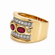 Anello - 18 carati Oro giallo, Oro bianco - 1.53ct. tw. Rubino - Diamante - Made in Italy - HandMade