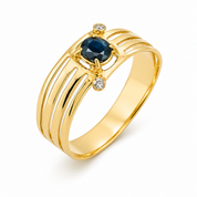 Anello - 18 carati Oro giallo - 0.32ct. tw. Zaffiro - Diamante - Made in Italy - Handmade