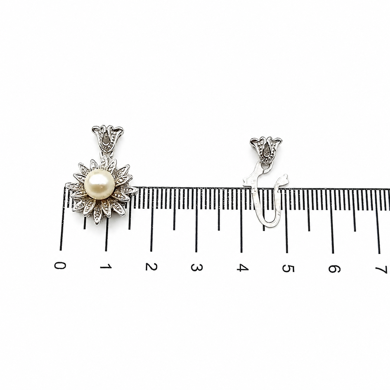 Chiusura per collana - 18 carati Oro bianco Perla - Made in Italy - Handmade