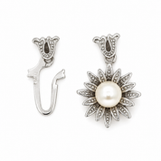 Chiusura per collana - 18 carati Oro bianco Perla - Made in Italy - Handmade