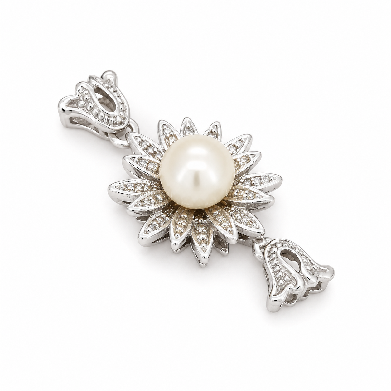Chiusura per collana - 18 carati Oro bianco Perla - Made in Italy - Handmade