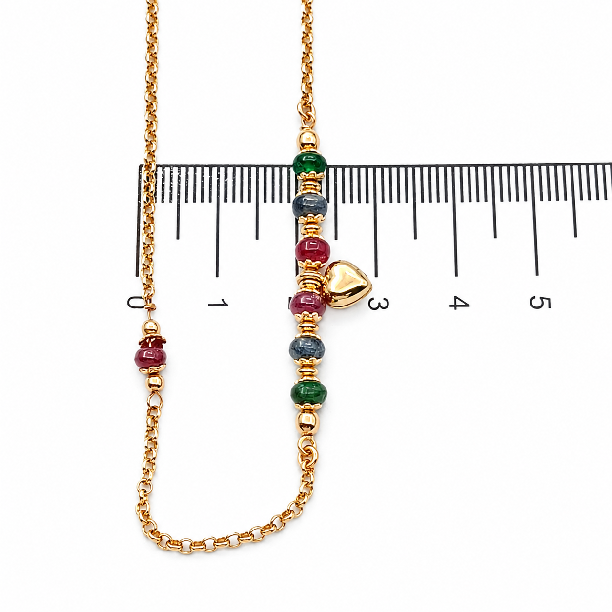 Collana con ciondolo - 18 carati Oro  Giallo - Zaffiri - Smeraldi- Rubini - Made in Italy - Handmade