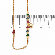Collana con ciondolo - 18 carati Oro  Giallo - Zaffiri - Smeraldi- Rubini - Made in Italy - Handmade