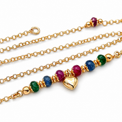 Collana con ciondolo - 18 carati Oro  Giallo - Zaffiri - Smeraldi- Rubini - Made in Italy - Handmade