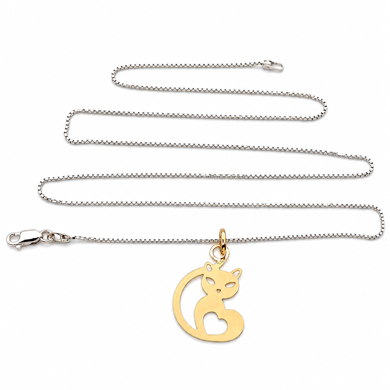 Collana con ciondolo - 18 carati Oro bianco, Oro giallo - Made in Italy - Handmade