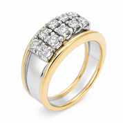Anello - 18 carati Oro bianco, Oro giallo - 0.90ct. tw. Diamante (Naturale) - Made in Italy - Handmade