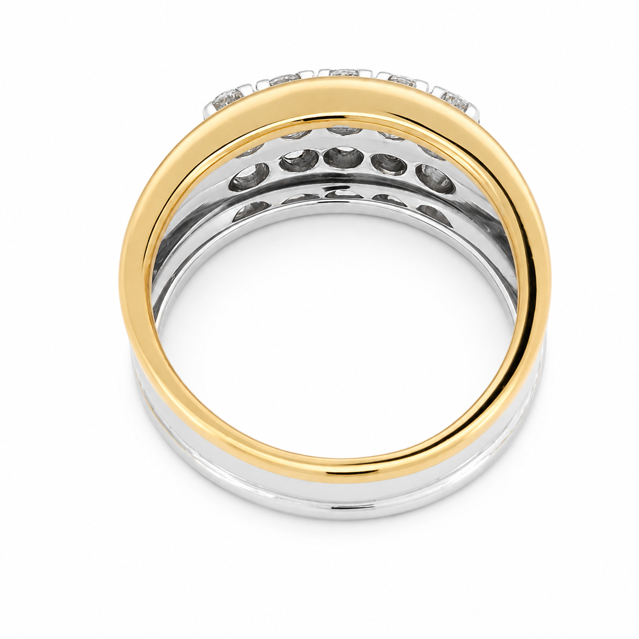 Anello - 18 carati Oro bianco, Oro giallo - 0.90ct. tw. Diamante (Naturale) - Made in Italy - Handmade