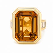 Anello - 18 carati Oro giallo -Quarzo - Diamante - Made in Italy - Handmade