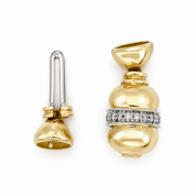 Chiusura per collana - 18 carati Oro bianco, Oro giallo - 0.14ct. tw. Diamante (Naturale) - Made in Italy - Handmade