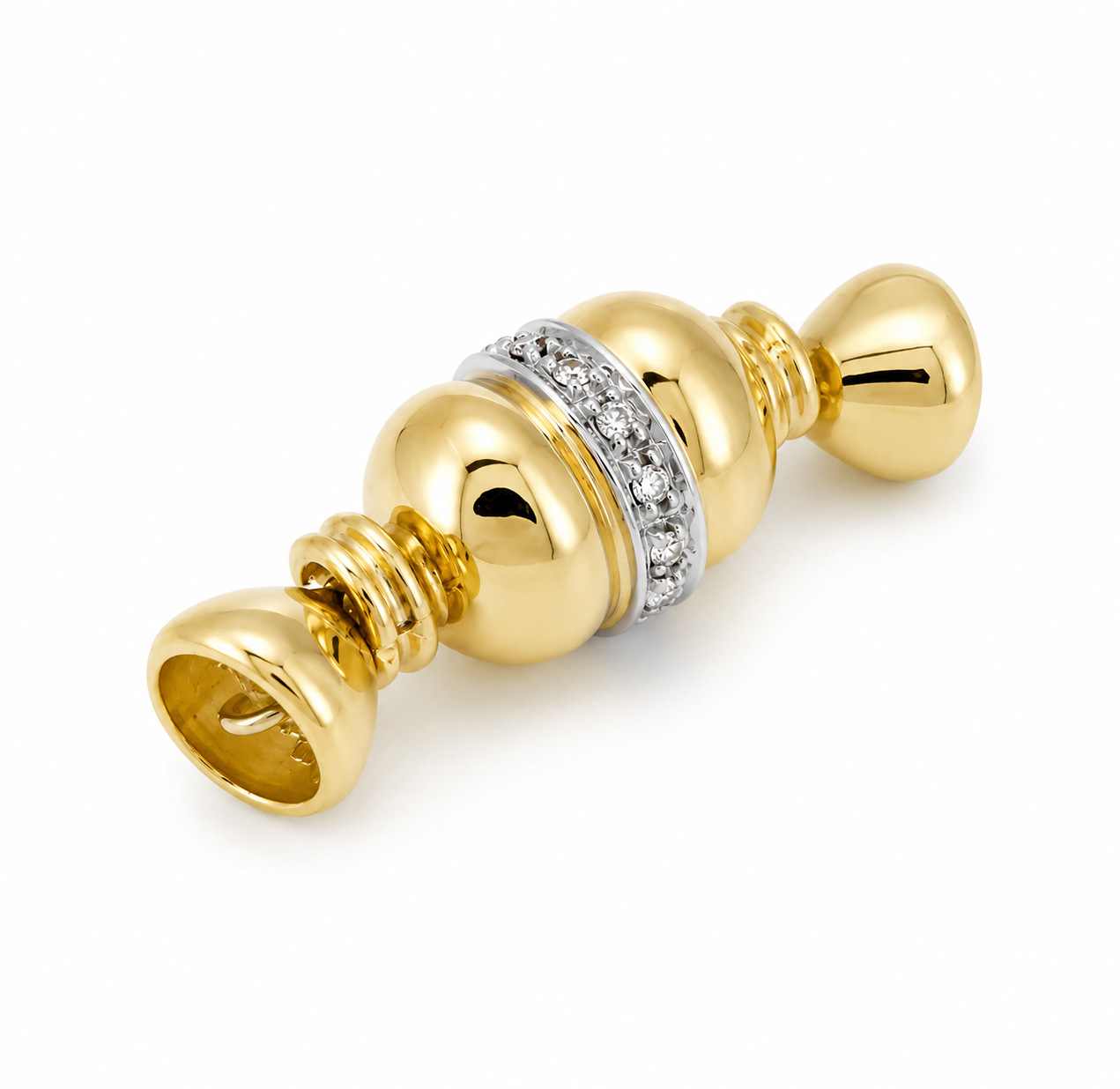 Chiusura per collana - 18 carati Oro bianco, Oro giallo - 0.14ct. tw. Diamante (Naturale) - Made in Italy - Handmade
