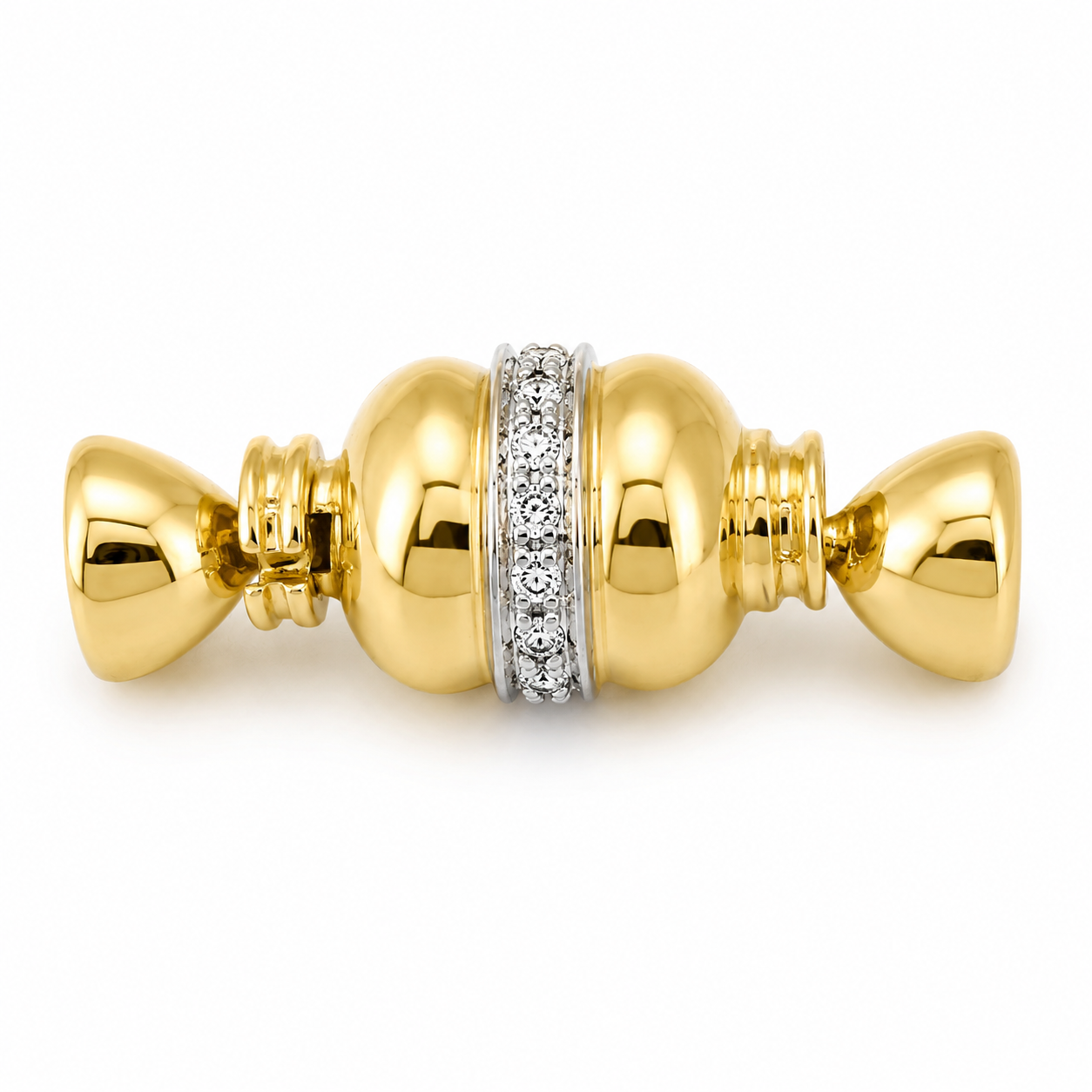 Chiusura per collana - 18 carati Oro bianco, Oro giallo - 0.14ct. tw. Diamante (Naturale) - Made in Italy - Handmade