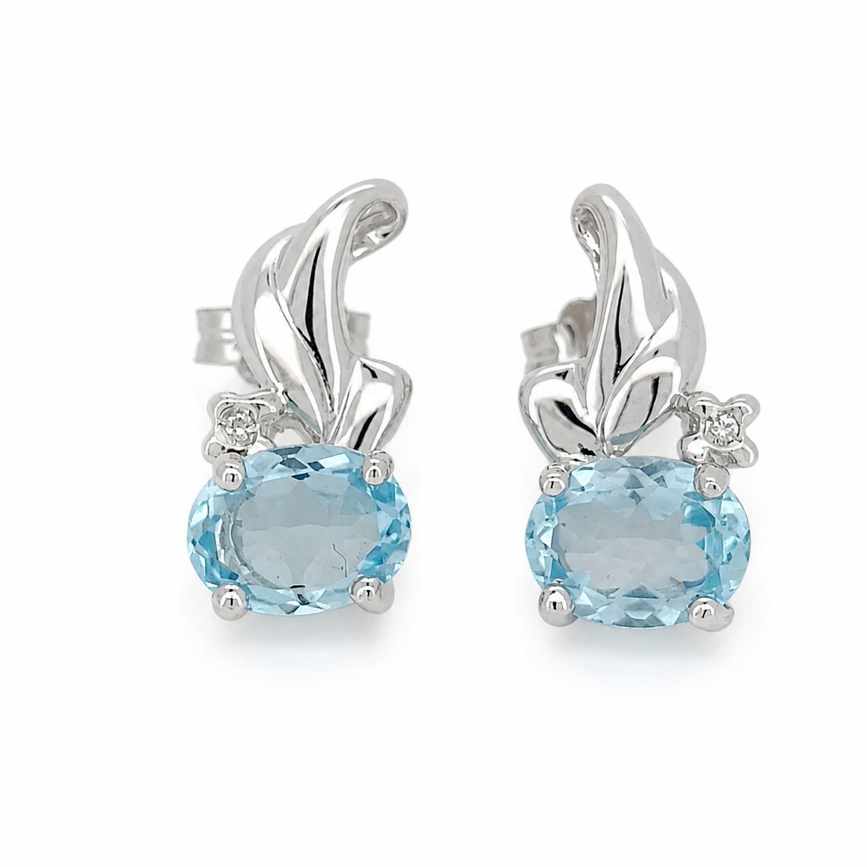 Orecchini - 18 carati Oro bianco - 3.02ct. tw. Acquamarina - Diamante - Made in Italy - Handmade