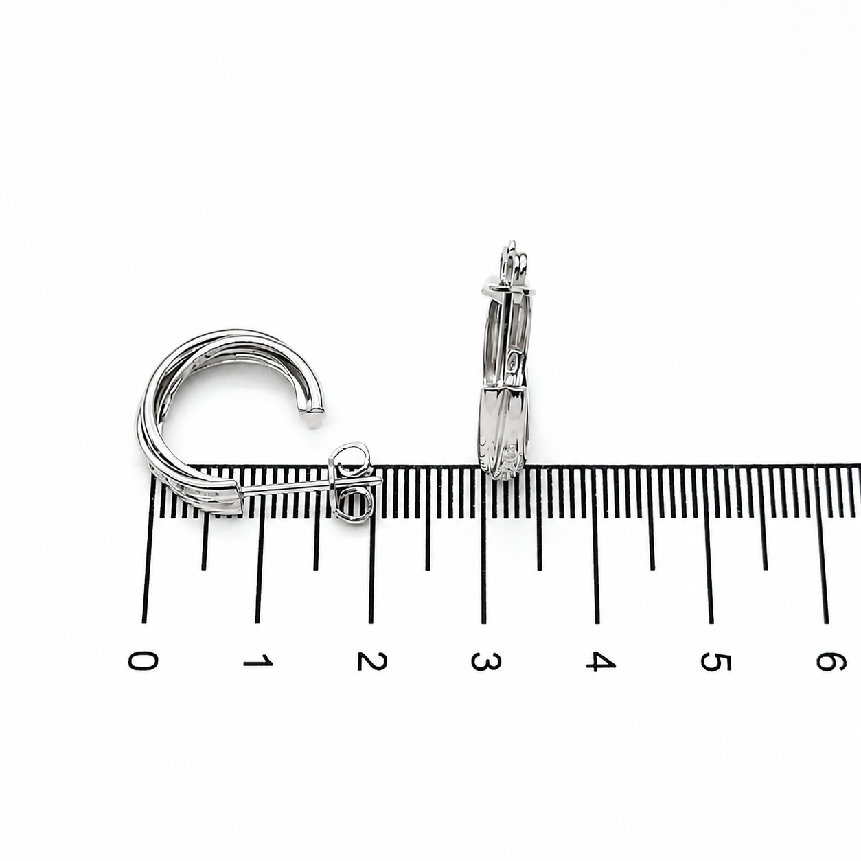 Orecchini - 18 carati Oro bianco - 0.08ct. tw. Diamante (Naturale) - Made in Italy - Handmade
