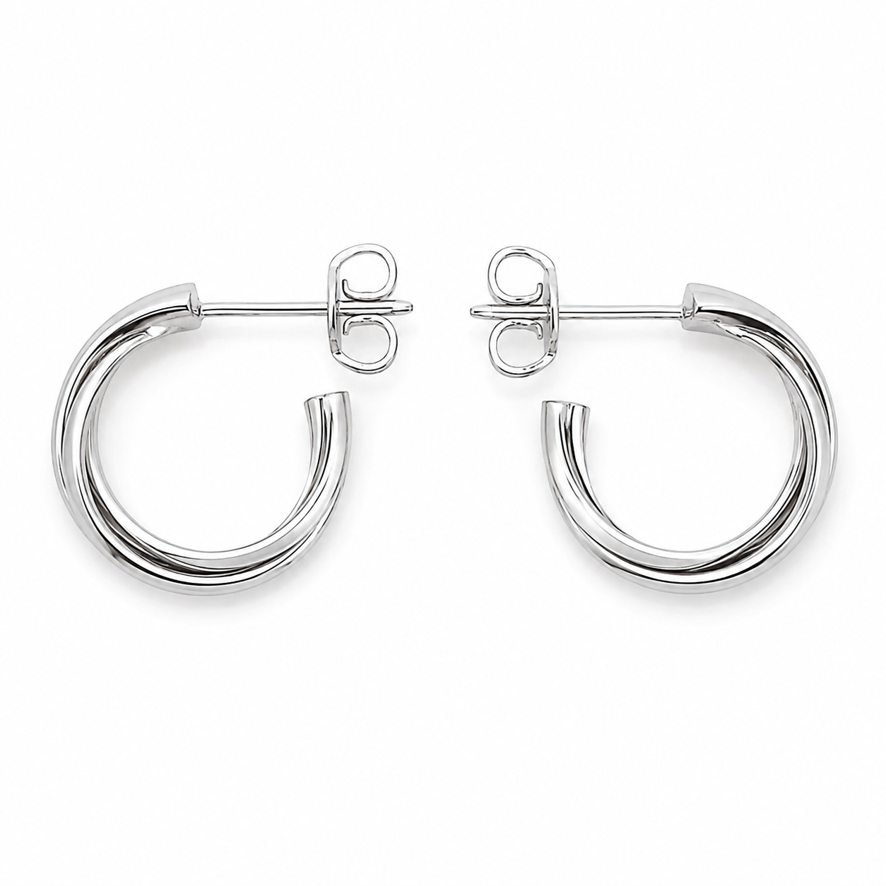 Orecchini - 18 carati Oro bianco - 0.08ct. tw. Diamante (Naturale) - Made in Italy - Handmade