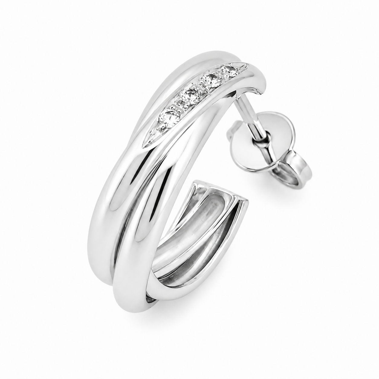 Orecchini - 18 carati Oro bianco - 0.08ct. tw. Diamante (Naturale) - Made in Italy - Handmade