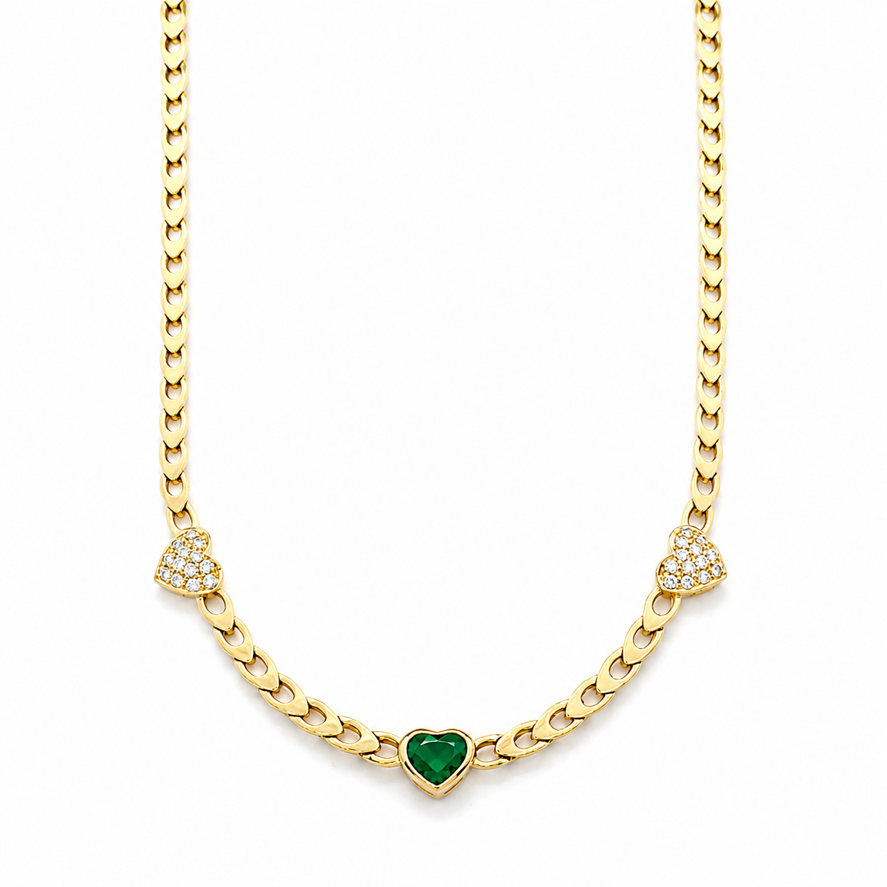 Collana con ciondolo - 18 carati Oro giallo - 1.82ct. tw. Smeraldo - Diamante - Made in Italy - Handmade