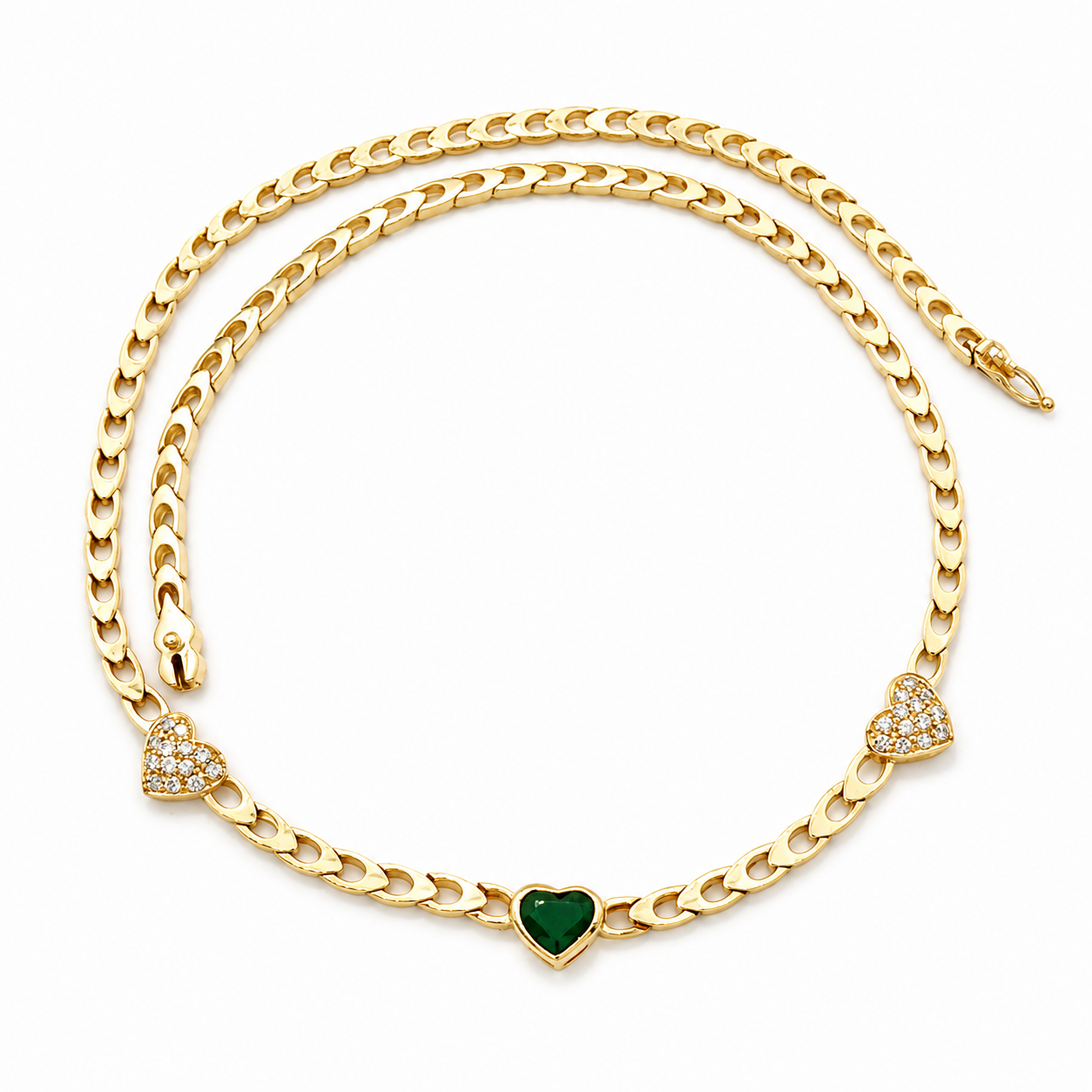 Collana con ciondolo - 18 carati Oro giallo - 1.82ct. tw. Smeraldo - Diamante - Made in Italy - Handmade