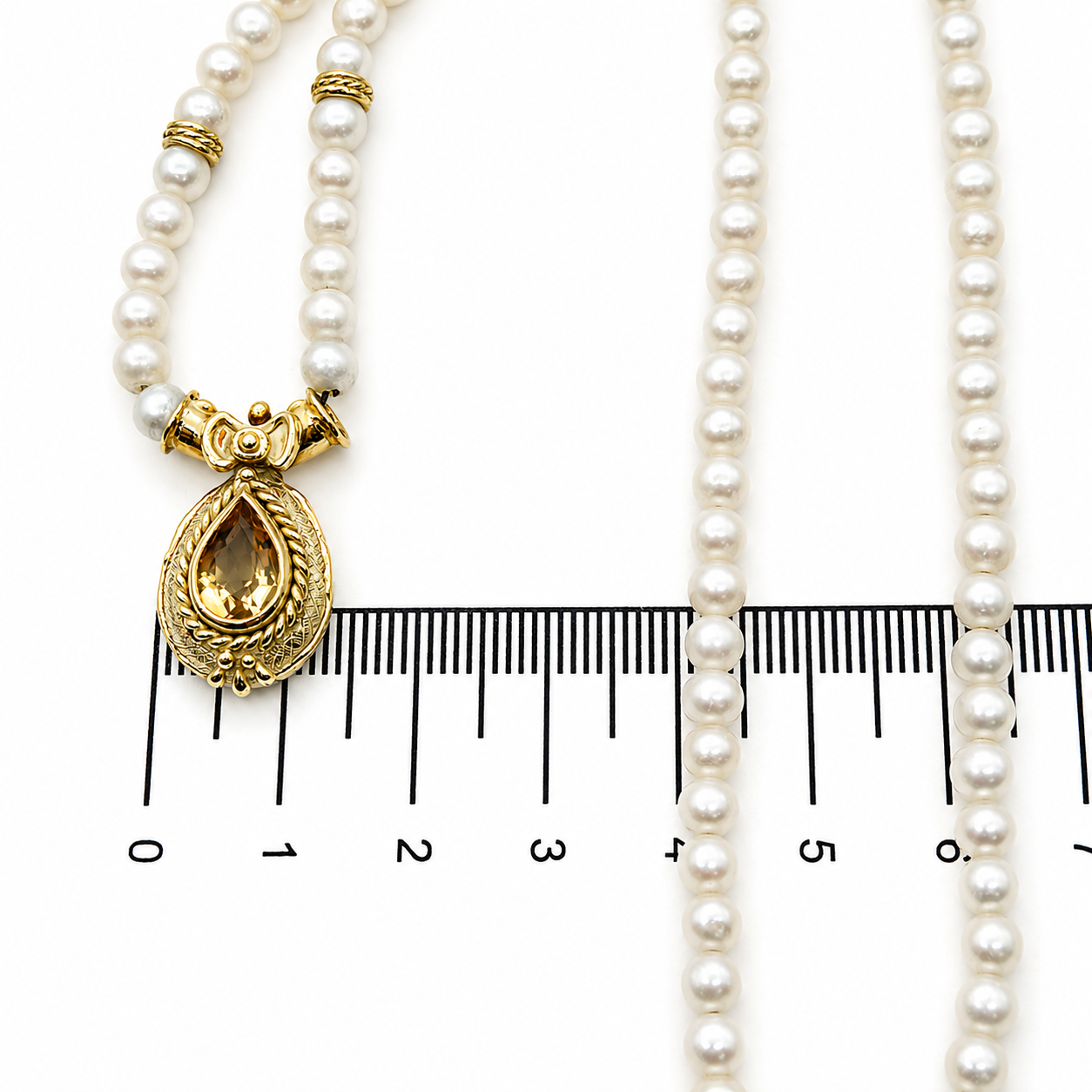 Collana - 18 carati Oro giallo - 3.00ct. tw. Quarzo - Perla - MADE IN ITALY - HANDMADE