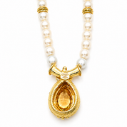 Collana - 18 carati Oro giallo - 3.00ct. tw. Quarzo - Perla - MADE IN ITALY - HANDMADE