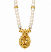 Collana - 18 carati Oro giallo - 3.00ct. tw. Quarzo - Perla - MADE IN ITALY - HANDMADE