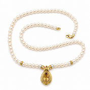 Collana - 18 carati Oro giallo - 3.00ct. tw. Quarzo - Perla - MADE IN ITALY - HANDMADE
