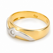 Anello - 18 carati Oro bianco, Oro giallo - 0.03ct. tw. Diamante (Naturale) - Made in Italy - Handmade