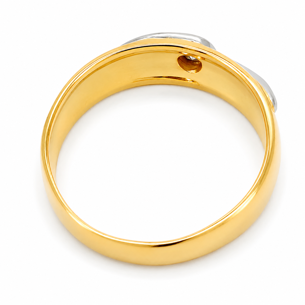 Anello - 18 carati Oro bianco, Oro giallo - 0.03ct. tw. Diamante (Naturale) - Made in Italy - Handmade