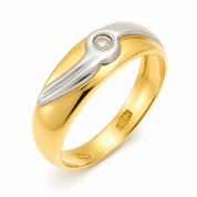 Anello - 18 carati Oro bianco, Oro giallo - 0.03ct. tw. Diamante (Naturale) - Made in Italy - Handmade