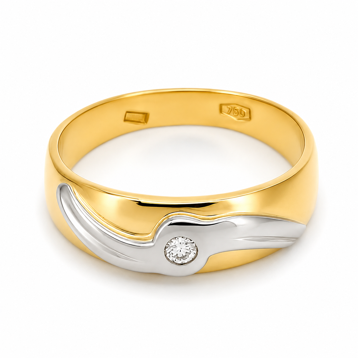Anello - 18 carati Oro bianco, Oro giallo - 0.03ct. tw. Diamante (Naturale) - Made in Italy - Handmade