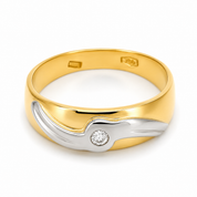 Anello - 18 carati Oro bianco, Oro giallo - 0.03ct. tw. Diamante (Naturale) - Made in Italy - Handmade