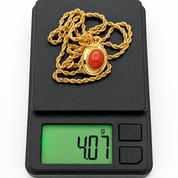 Collana - 18 carati Oro giallo - Corallo - Made in Italy - Handmade