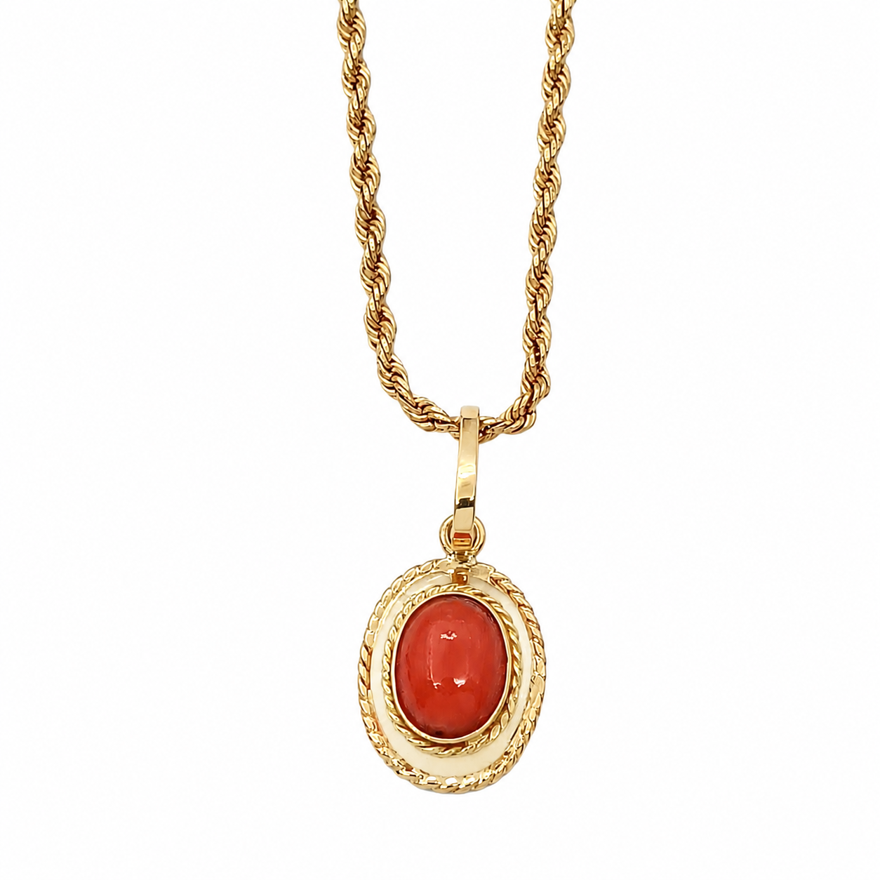 Collana - 18 carati Oro giallo - Corallo - Made in Italy - Handmade