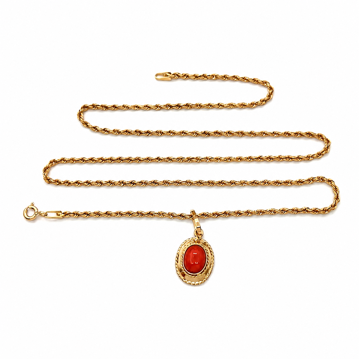 Collana - 18 carati Oro giallo - Corallo - Made in Italy - Handmade