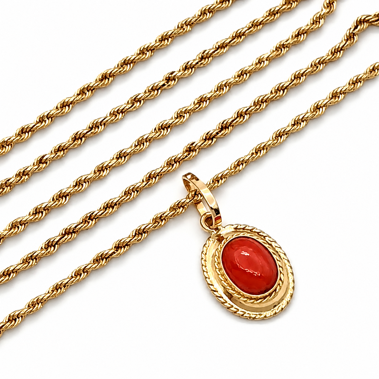 Collana - 18 carati Oro giallo - Corallo - Made in Italy - Handmade